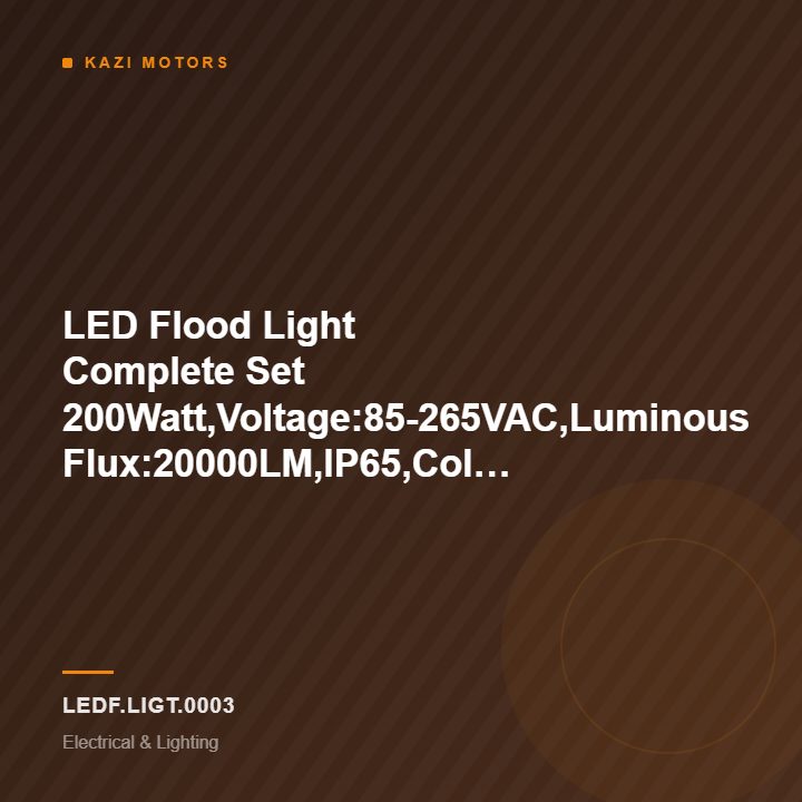 LED Flood Light Complete Set 200Watt,Voltage:85-265VAC,Luminous Flux:20000LM,IP65,Color:Warm White