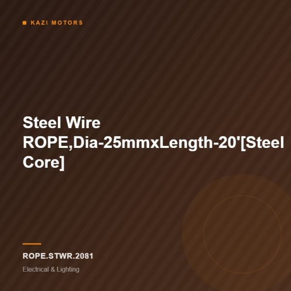 Steel Wire ROPE,Dia-25mmxLength-20′[Steel Core]